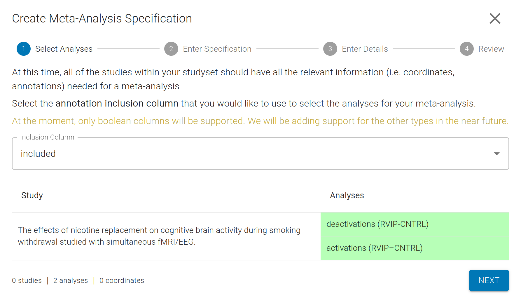 Meta-analysis wizard